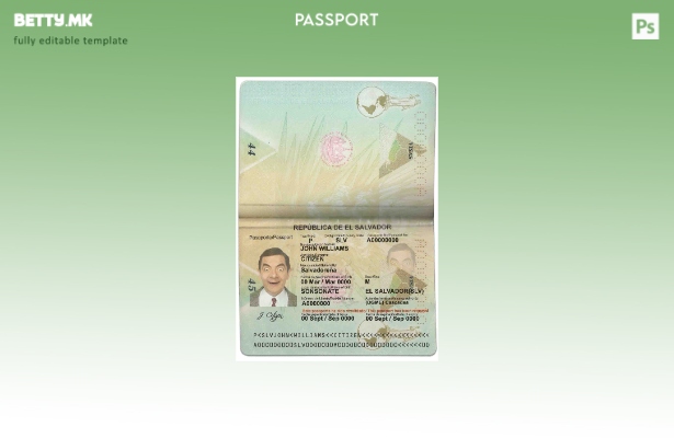 Шаблон за пасош на Салвадор во модерен стил